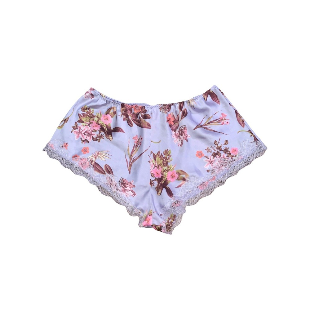 Victoria's Secret Large Floral Satin Lounge Sleep Shorts Pajama Lace Trim Summer